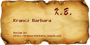 Krancz Barbara névjegykártya